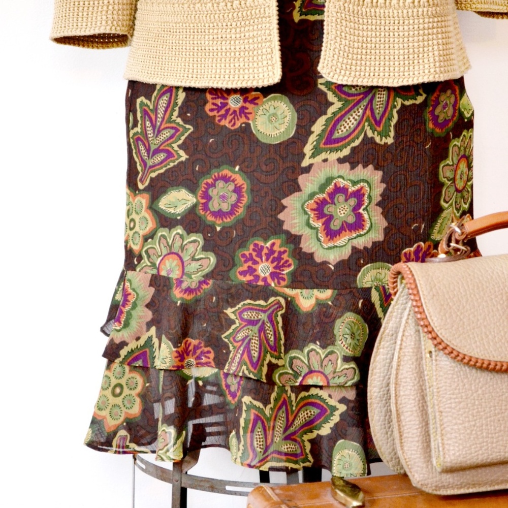 Brown Ruffle Skirt  24" lined